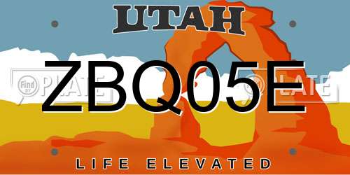 ZBQ05E Utah License Plate
