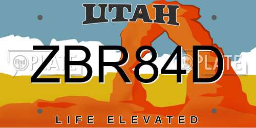 ZBR84D Utah License Plate