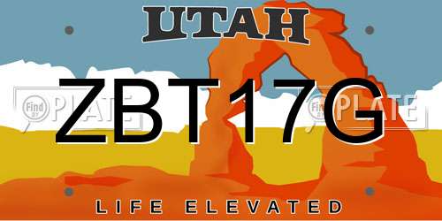 ZBT17G Utah License Plate