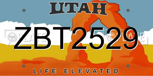 ZBT2529 Utah License Plate