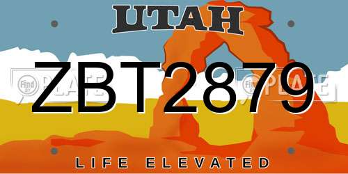ZBT2879 Utah License Plate