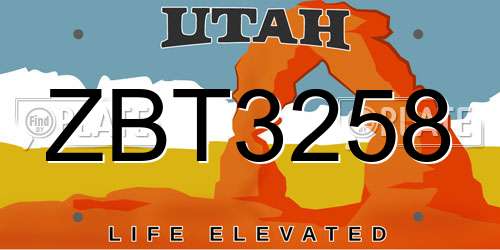 ZBT3258 Utah License Plate