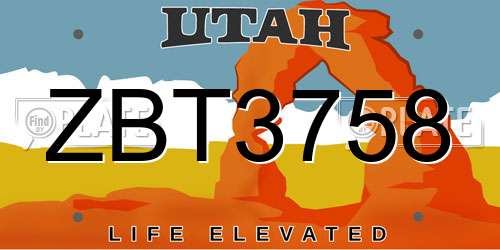 ZBT3758 Utah License Plate