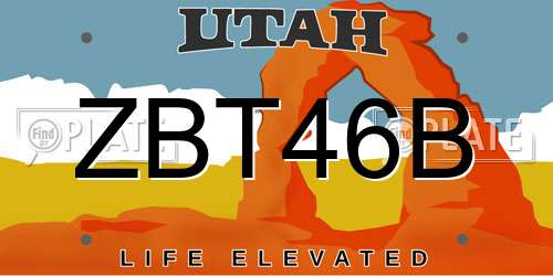 ZBT46B Utah License Plate