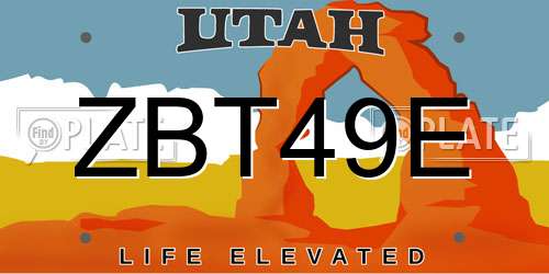ZBT49E Utah License Plate