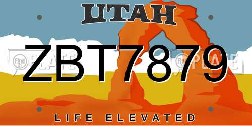 ZBT7879 Utah License Plate