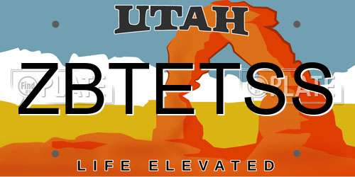 ZBTETSS Utah License Plate