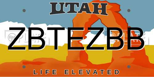 ZBTEZBB Utah License Plate