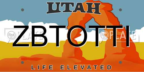 ZBTOTTI Utah License Plate