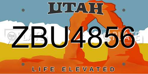 ZBU4856 Utah License Plate