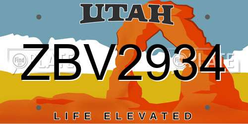 ZBV2934 Utah License Plate