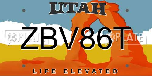 ZBV86T Utah License Plate