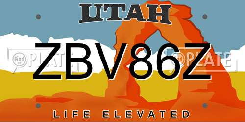 ZBV86Z Utah License Plate