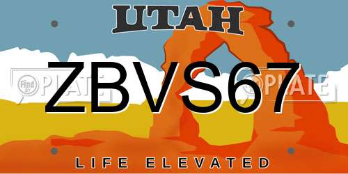 ZBVS67 Utah License Plate