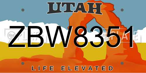 ZBW8351 Utah License Plate