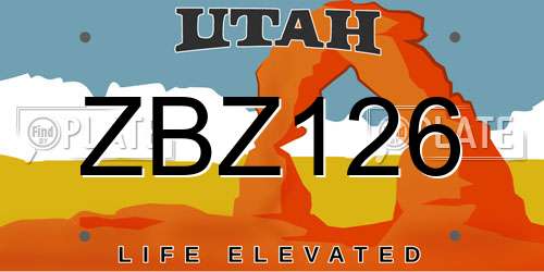 ZBZ126 Utah License Plate