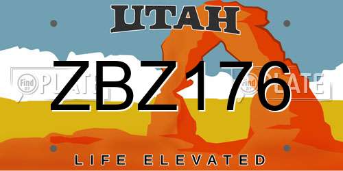 ZBZ176 Utah License Plate