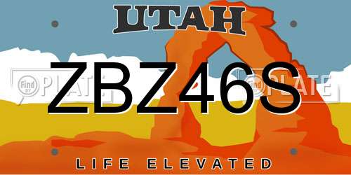 ZBZ46S Utah License Plate