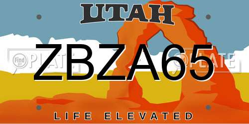 ZBZA65 Utah License Plate