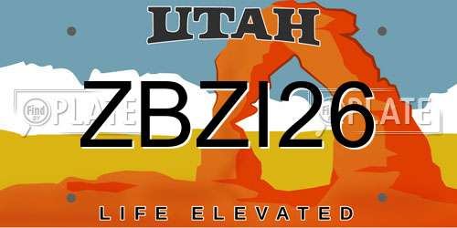 ZBZI26 Utah License Plate