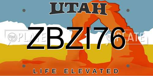 ZBZI76 Utah License Plate