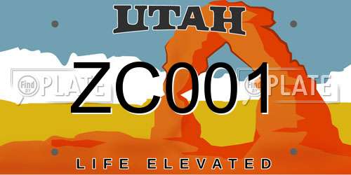 ZC001 Utah License Plate