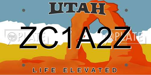 ZC1A2Z Utah License Plate