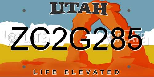 ZC2G285 Utah License Plate