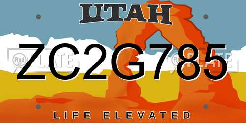 ZC2G785 Utah License Plate