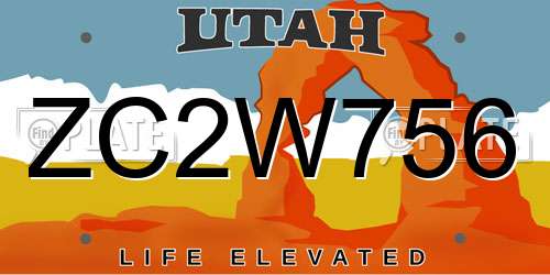 ZC2W756 Utah License Plate