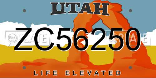 ZC56250 Utah License Plate