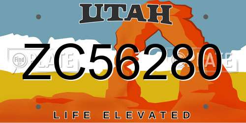 ZC56280 Utah License Plate