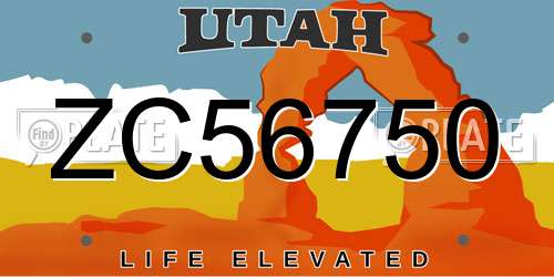 ZC56750 Utah License Plate