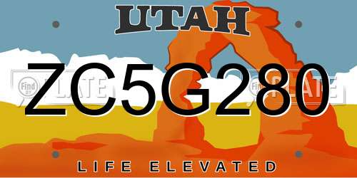 ZC5G280 Utah License Plate