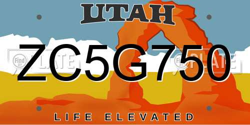 ZC5G750 Utah License Plate