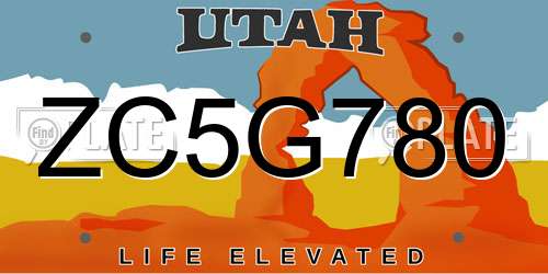 ZC5G780 Utah License Plate