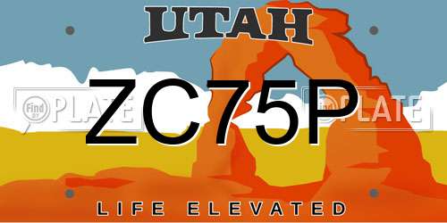 ZC75P Utah License Plate