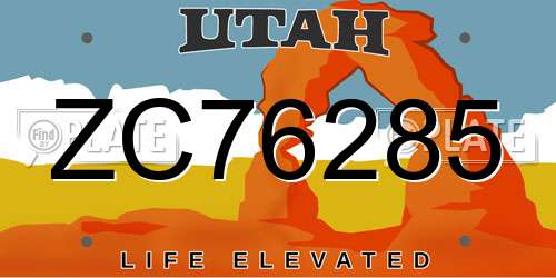 ZC76285 Utah License Plate