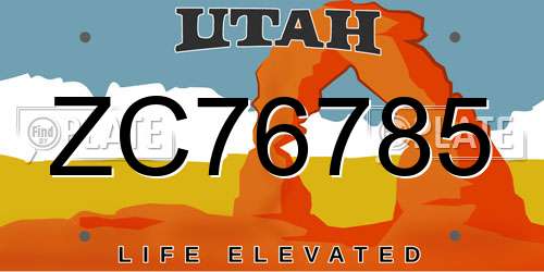 ZC76785 Utah License Plate
