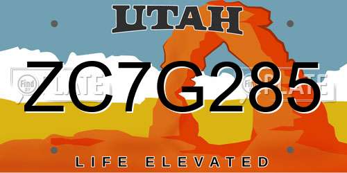 ZC7G285 Utah License Plate