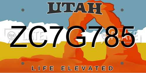 ZC7G785 Utah License Plate