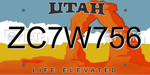 ZC7W756 Utah License Plate