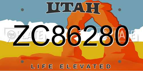 ZC86280 Utah License Plate