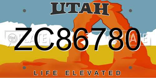 ZC86780 Utah License Plate