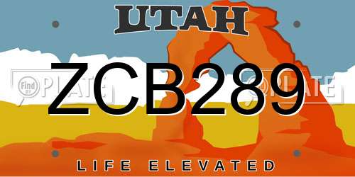 ZCB289 Utah License Plate