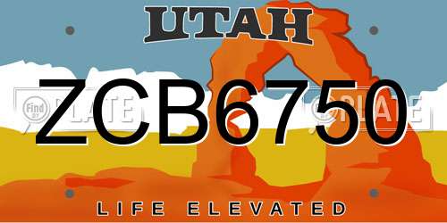 ZCB6750 Utah License Plate