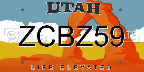 ZCBZ59 Utah License Plate