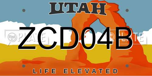 ZCD04B Utah License Plate