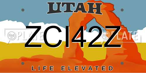 ZCI42Z Utah License Plate