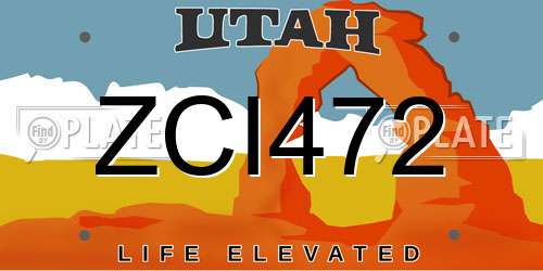 ZCI472 Utah License Plate